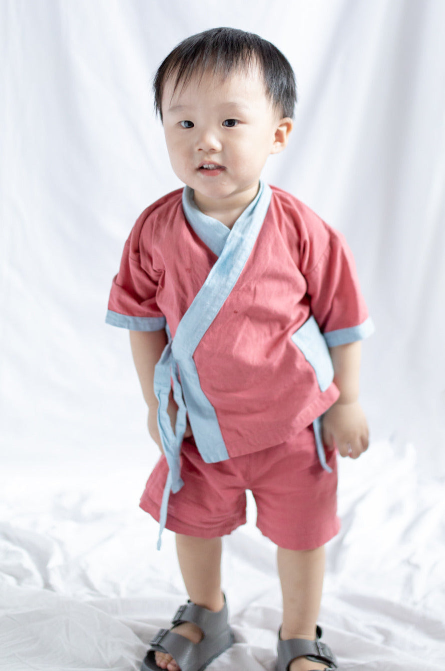Kid's Kimono Red and Blue Colorway