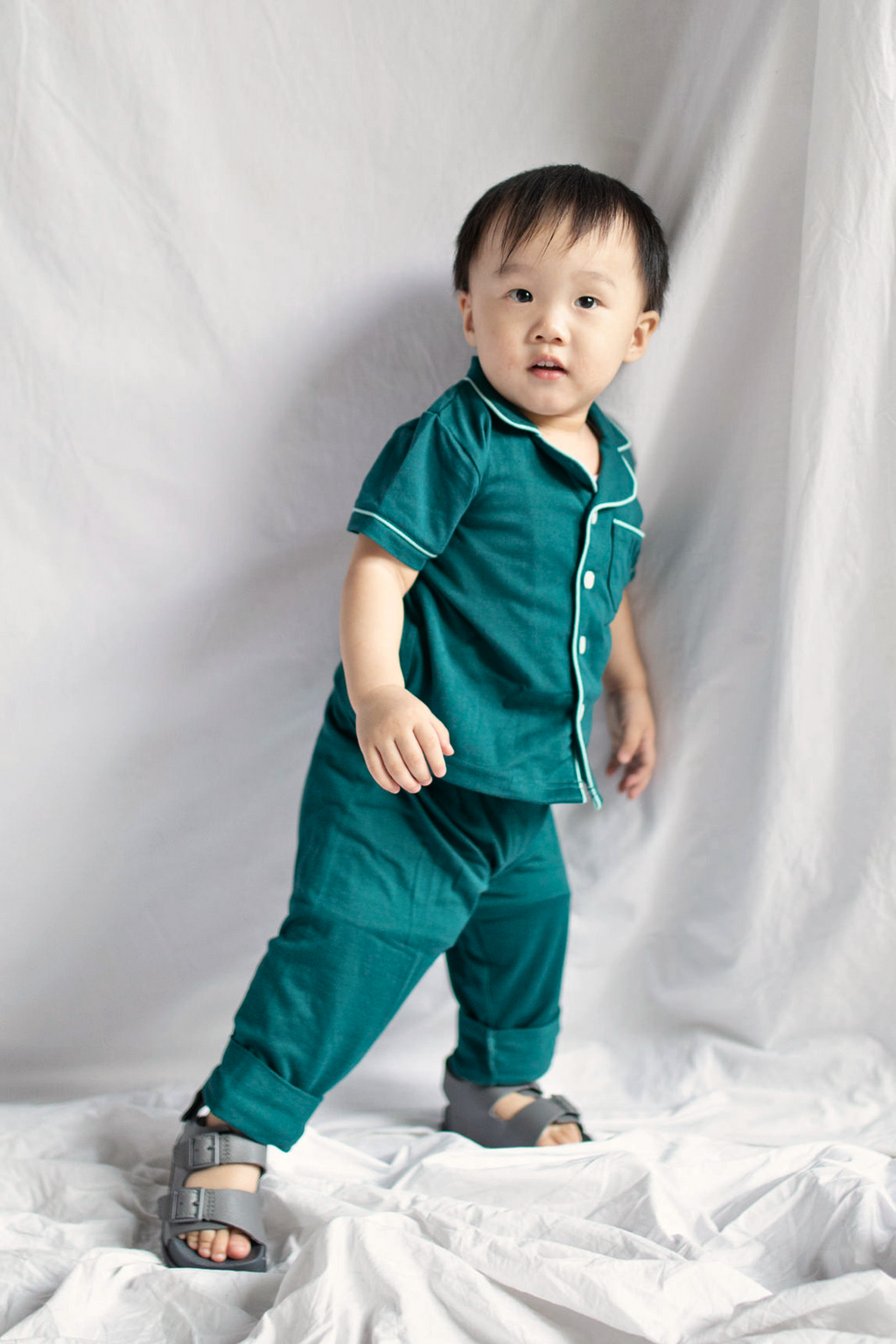 Cozy Emerald Green Kid's Pajama Set