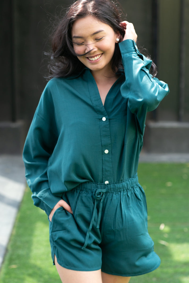 Lisa in Emerald Green Oversized Polo Set
