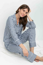 Navy White Gingham Cozy Cotton Pajama Set