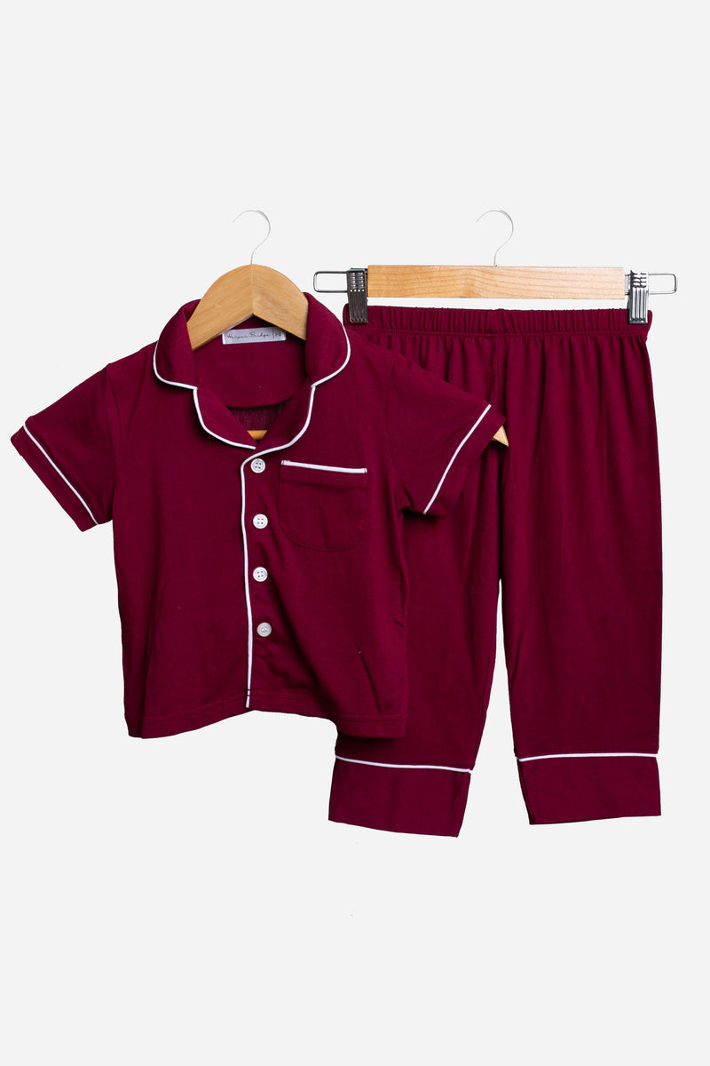 Cozy Wine Red Kids's Pajama Set