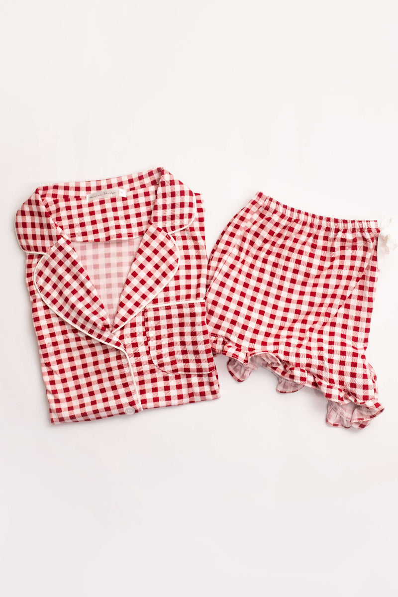 Cozy Red Gingham Women's Boxer Set